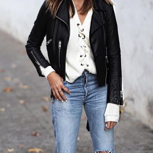 Chicwish ivory colored lace up sweater S M